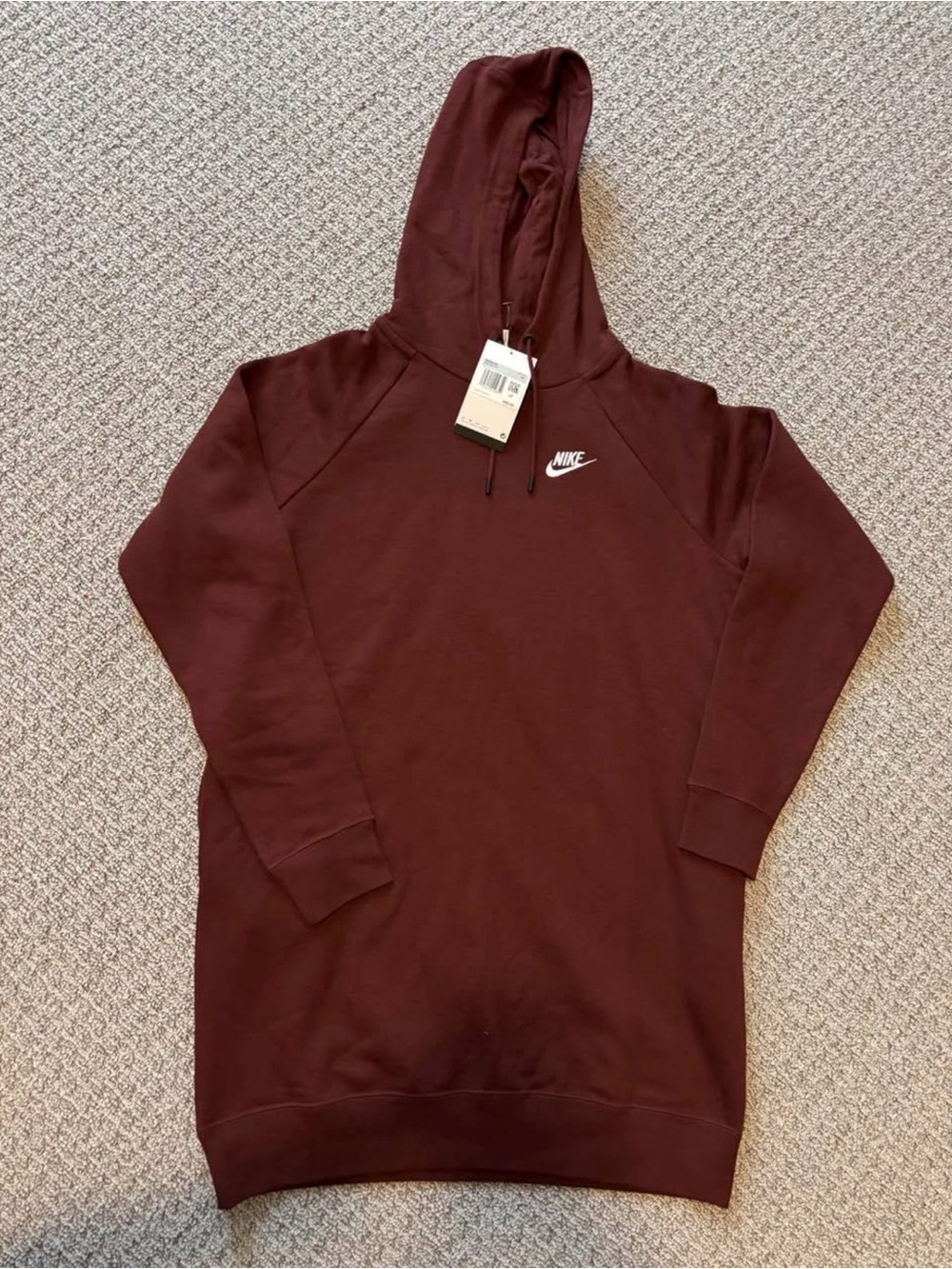Nike Women's Maroon Crewneck Hoodie Dress